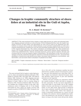 Changes in Trophic Community Structure of Shore Fishes at an Industrial Site in the Gulf of Aqaba, Red Sea