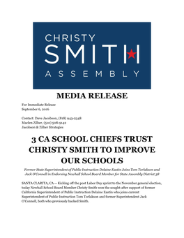 Media Release 3 Ca School Chiefs Trust Christy Smith