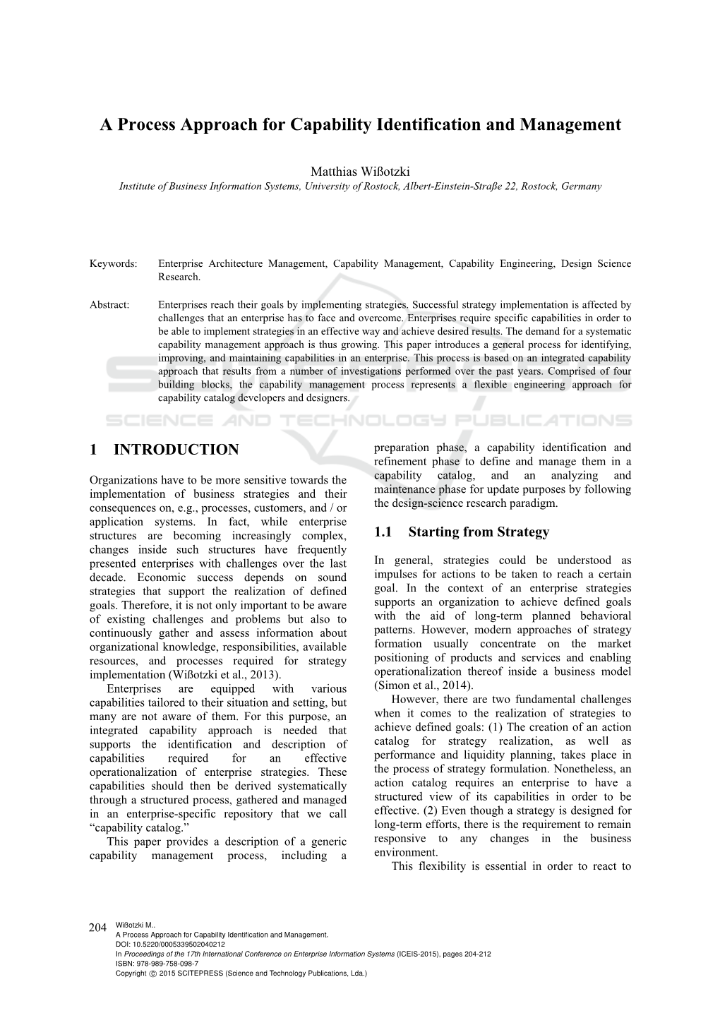 A Process Approach for Capability Identification and Management