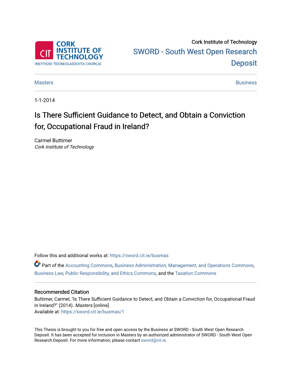 Is There Sufficient Guidance to Detect, and Obtain a Conviction For, Occupational Fraud in Ireland?