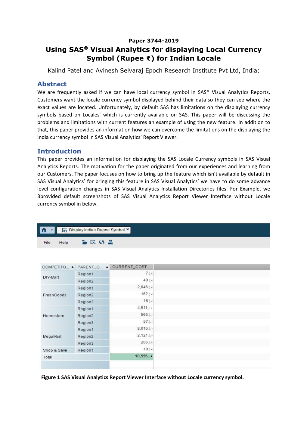 Using SAS® Visual Analytics for Displaying Local Currency Symbol (Rupee ₹) for Indian Locale