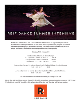 Reif Dance Summer Intensive