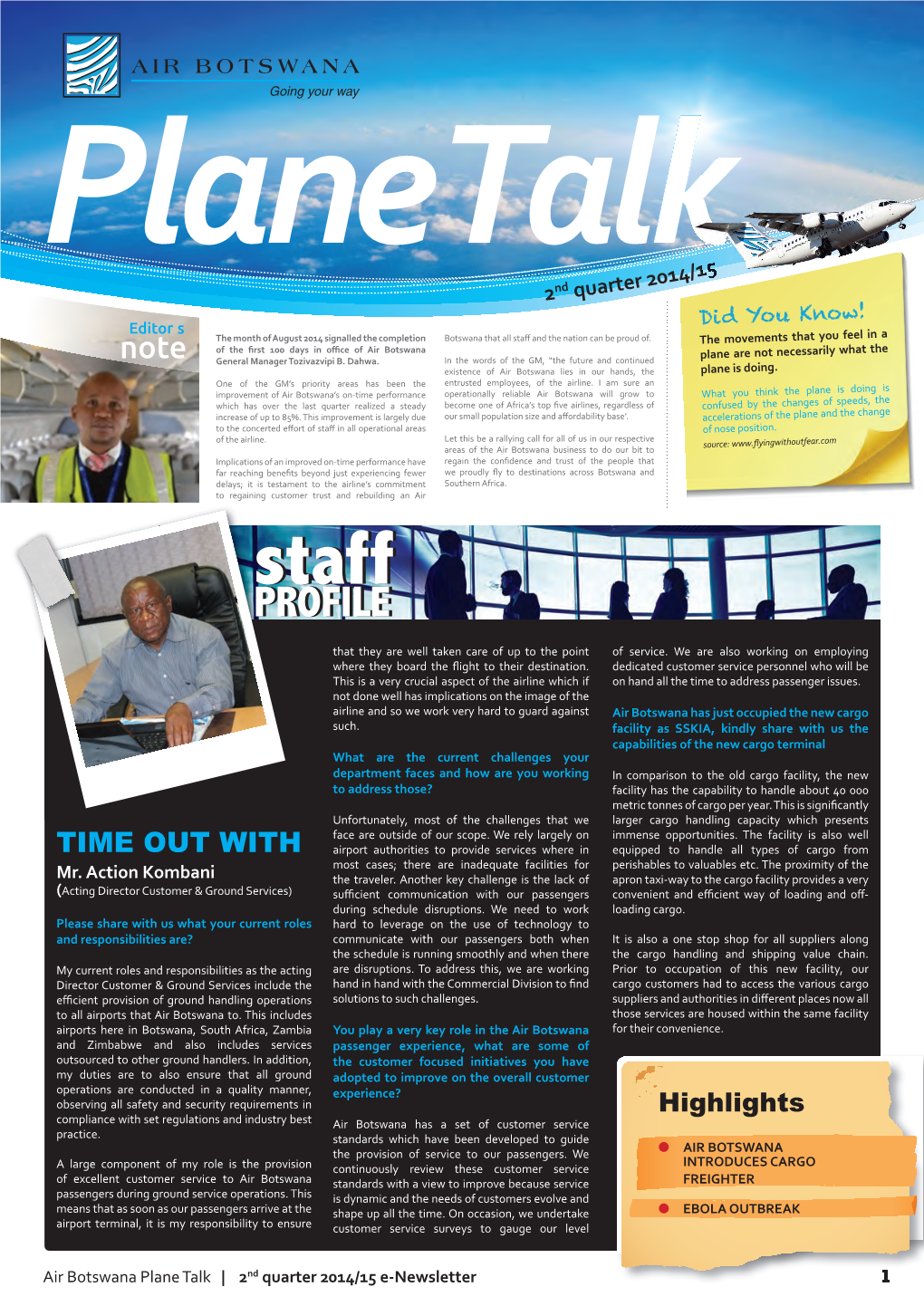 Air Botswana E-Newsletter 2ND Quarter 2014-15.Pdf