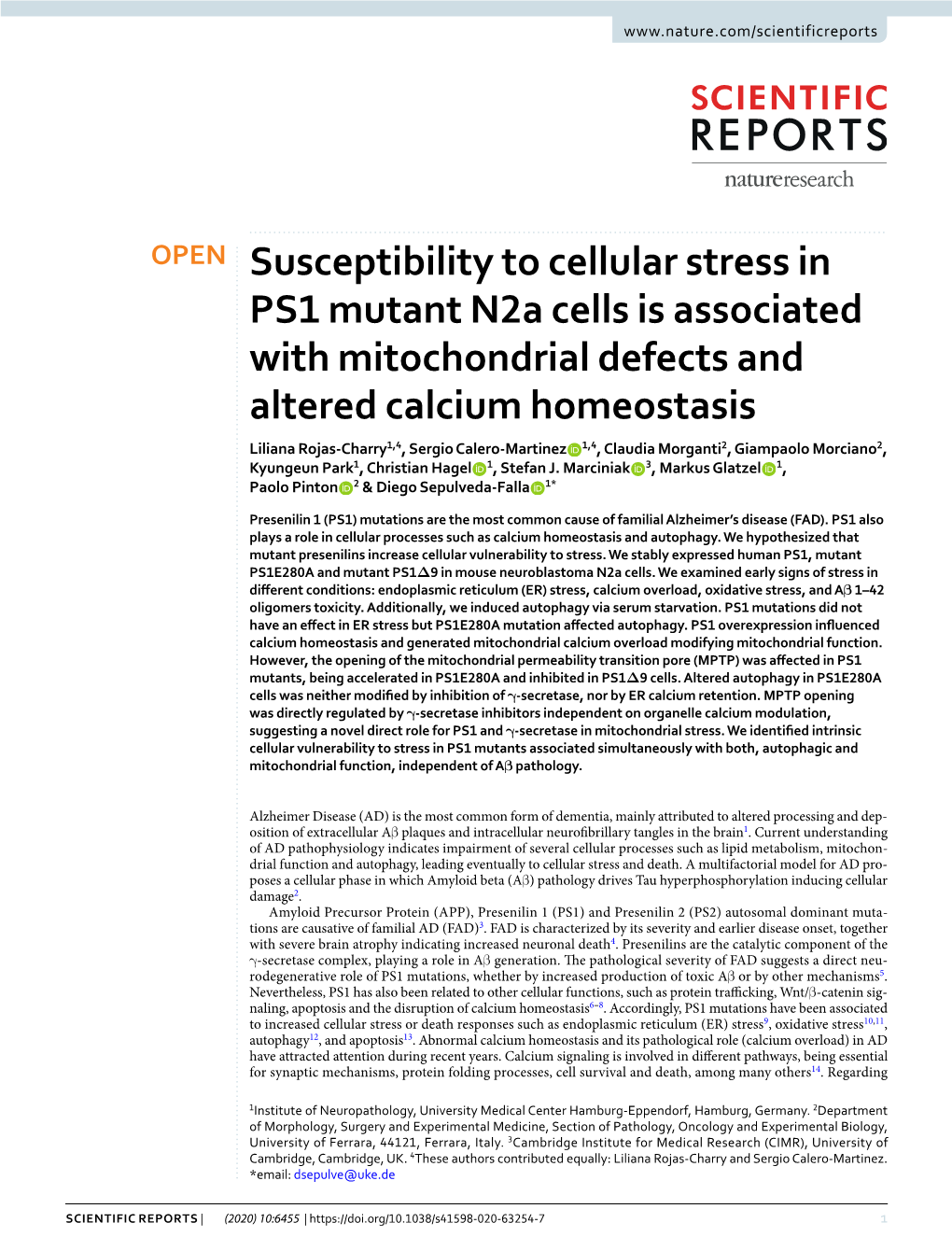 Susceptibility to Cellular Stress in PS1 Mutant N2a Cells Is Associated With