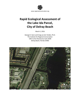 Rapid Ecological Assessment of the Lake Ida Parcel, City of Delray Beach