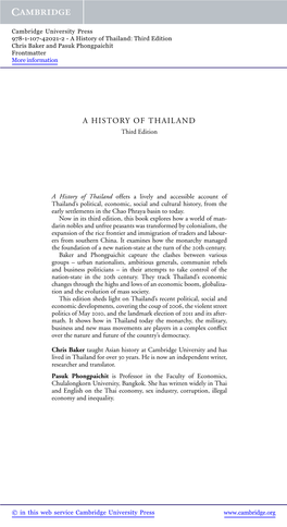 A History of Thailand: Third Edition Chris Baker and Pasuk Phongpaichit Frontmatter More Information