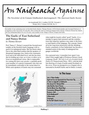 An Naidheachd Againne the Newsletter of an Comunn Gàidhealach Ameireaganach / the American Gaelic Society
