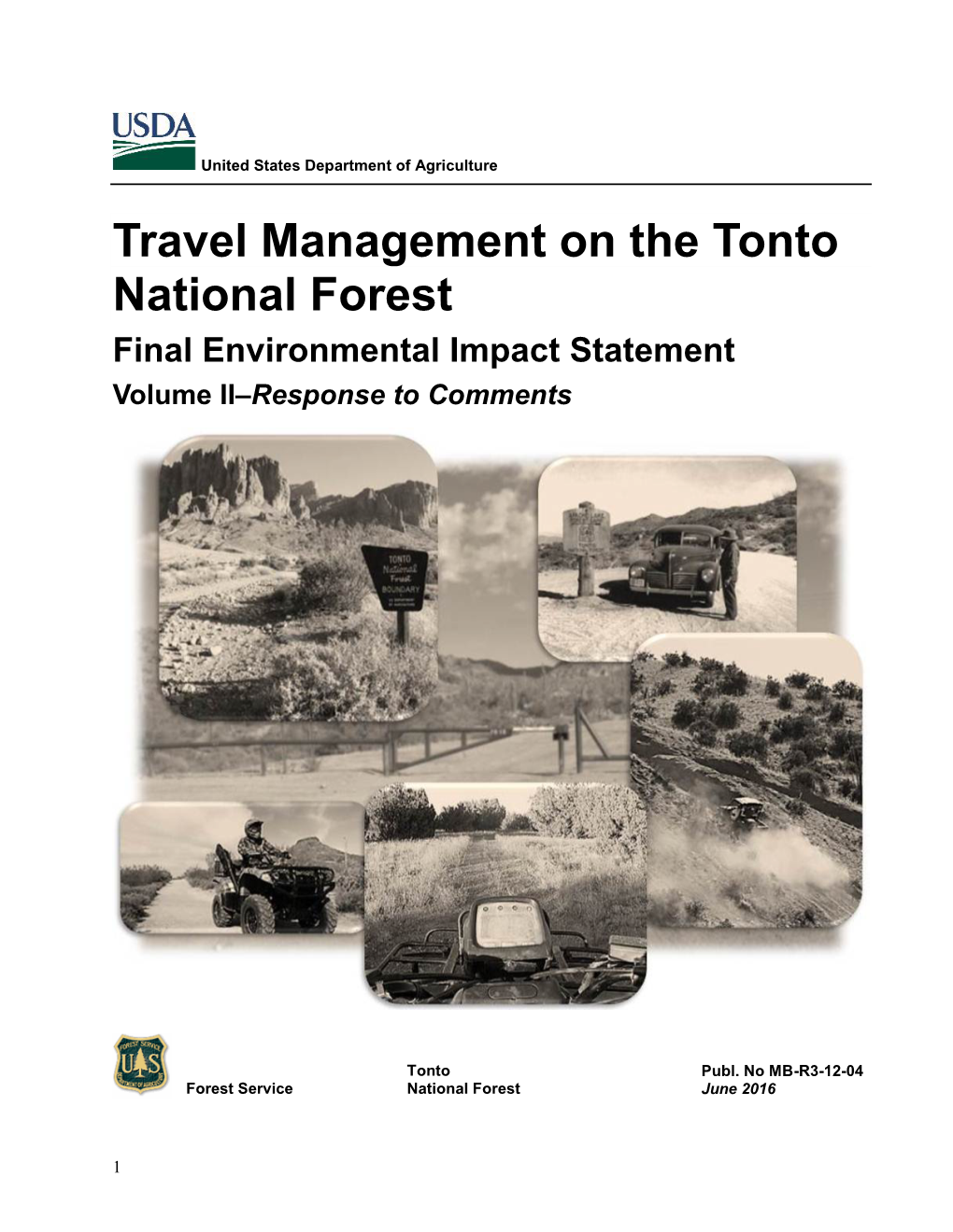 Travel Management on the Tonto National Forest FEIS