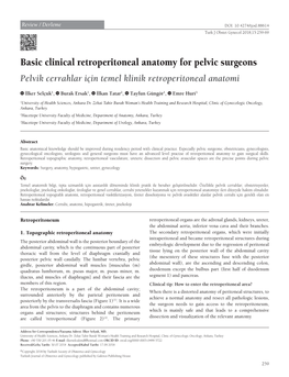 Basic Clinical Retroperitoneal Anatomy for Pelvic Surgeons Pelvik Cerrahlar Için Temel Klinik Retroperitoneal Anatomi