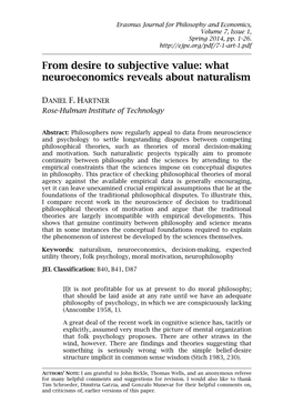 From Desire to Subjective Value: What Neuroeconomics Reveals About Naturalism