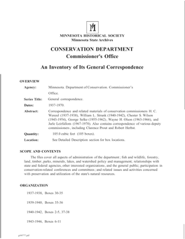 Conservation Department: Commissioner's Office: General Correspondence