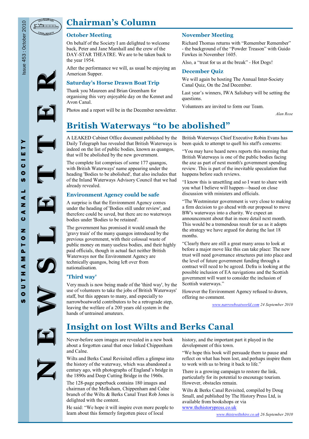 Southampton Canal Society Newsletter