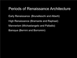 Periods of Renaissance Architecture