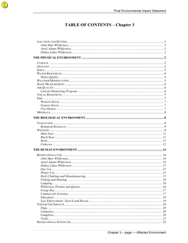 TABLE of CONTENTS – Chapter 3