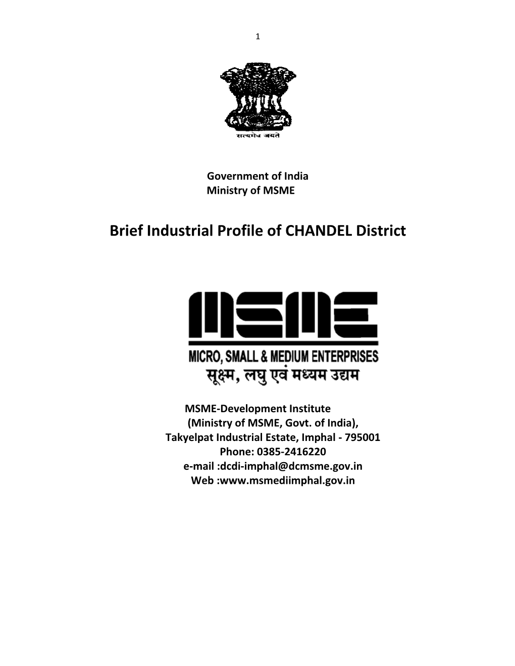 Brief Industrial Profile of CHANDEL District