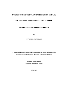 Status of Sea Turtle Conservation in Fiji