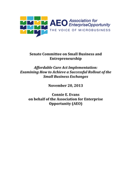 Senate Committee on Small Business and Entrepreneurship Affordable
