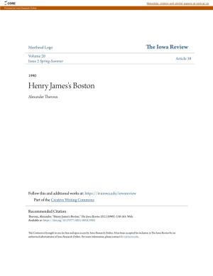 Henry James's Boston Alexander Theroux