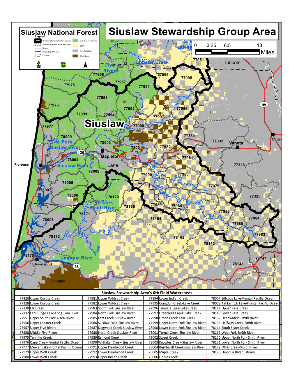 Siuslaw National Forest " Alsea River Legend Siuslaw Suv34tewardship Group Area Siuslaw Stewardship Group Area U.S