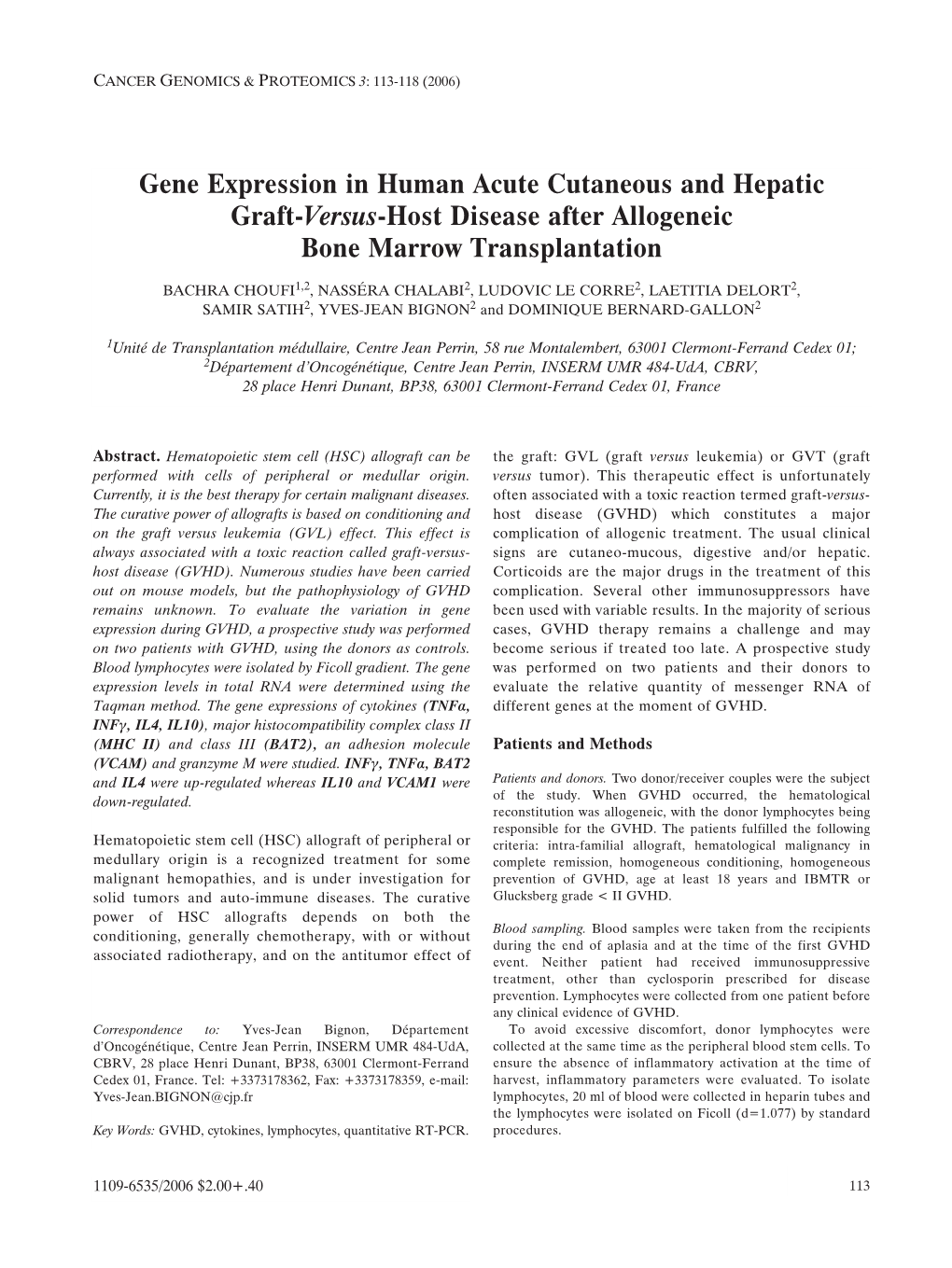 Gene Expression in Human Acute Cutaneous and Hepatic Graft-Versus-Host Disease After Allogeneic Bone Marrow Transplantation