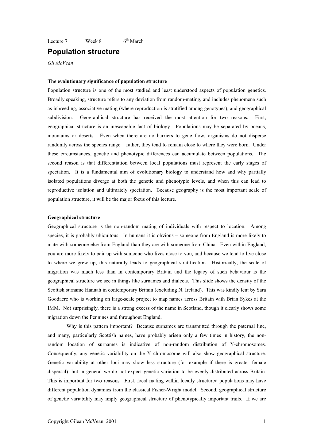 Population Structure Gil Mcvean