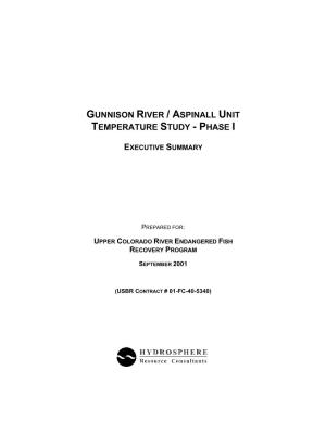 Gunnison River / Aspinall Unit Temperature Study - Phase I