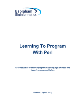 Learning to Program with Perl