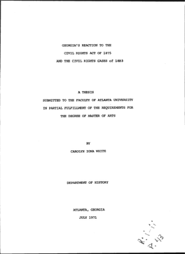 AND the CIVIL RIGHTS GASES of 188B3 in PARTIAL FULFILLMENT