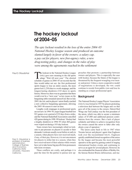 The Hockey Lockout of 2004-05