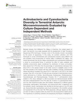 Actinobacteria and Cyanobacteria Diversity in Terrestrial Antarctic Microenvironments Evaluated by Culture-Dependent and Independent Methods