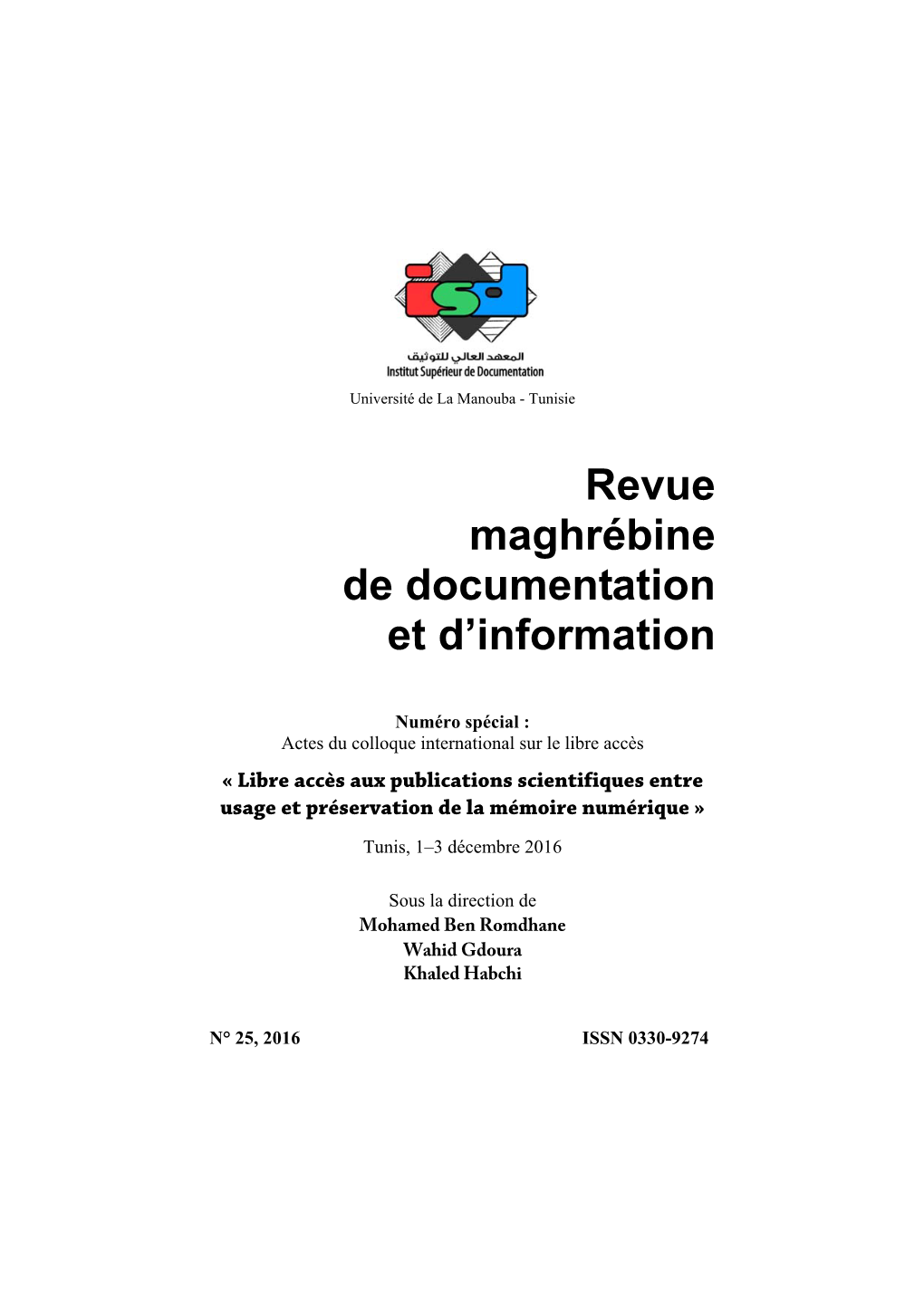 Revue Maghrébine De Documentation Et D'information