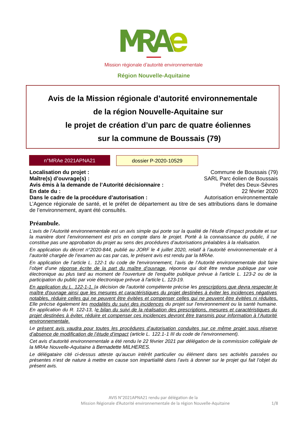 Avis De La Mission Régionale D'autorité Environnementale De La Région