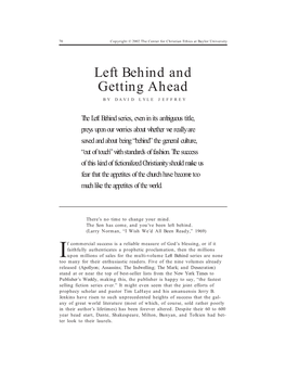 Left Behind and Getting Ahead by DAVID LYLE JEFFREY