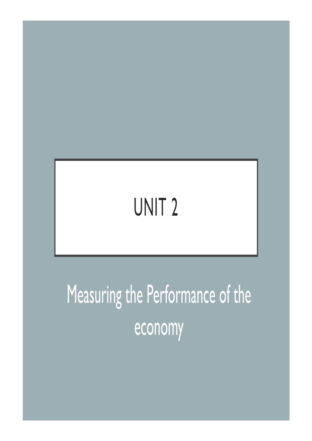 Measuring the Performance of the Economy