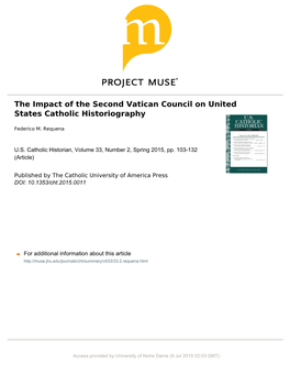 The Impact of the Second Vatican Council on United States Catholic Historiography