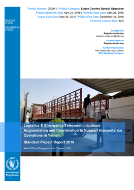 Logistics & Emergency Telecommunications Augmentation and Coordination to Support Humanitarian Operations in Yemen Standard