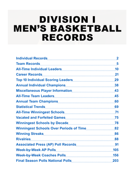 Division I Men's Basketball Records