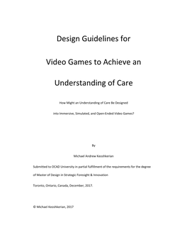 Design Guidelines for Video Games to Achieve an Understanding of Care