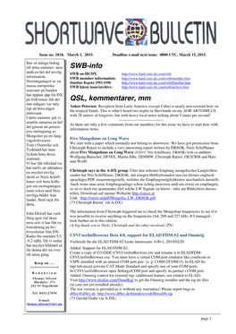 SWB-Info QSL, Kommentarer
