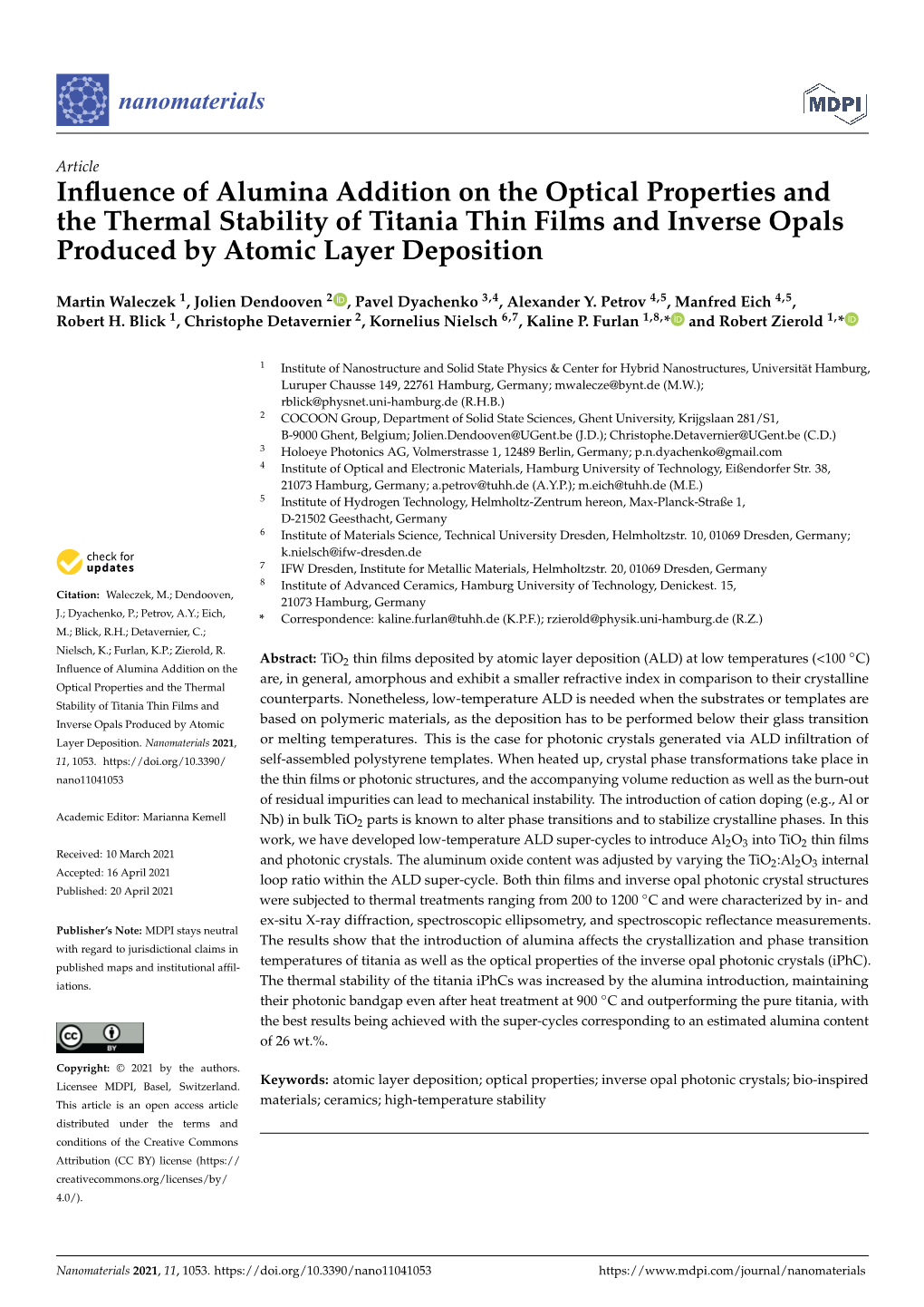 Influence of Alumina Addition on the Optical Properties and the Thermal