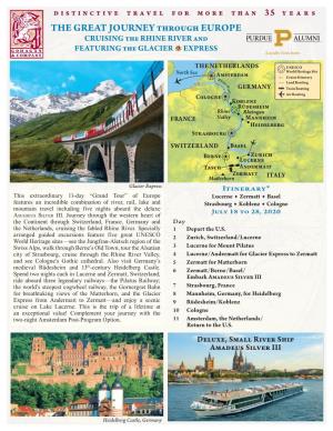 THE GREAT JOURNEY Through EUROPE CRUISING the RHINE RIVER and FEATURING the GLACIER EXPRESS