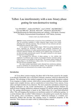 Talbot- Lau Interferometry with a Non- Binary Phase Grating for Non-Destructive Testing