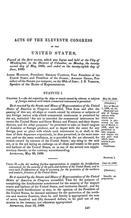 Acts of the Eleventh Congress of the United States
