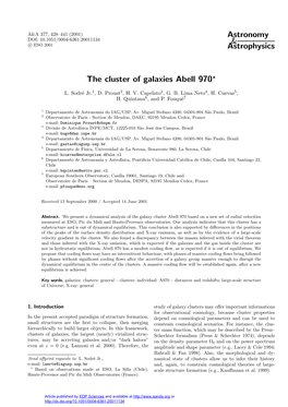 Astronomy & Astrophysics the Cluster of Galaxies Abell
