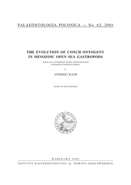 PALAEONTOLOGIA POLONICA — No. 62, 2004