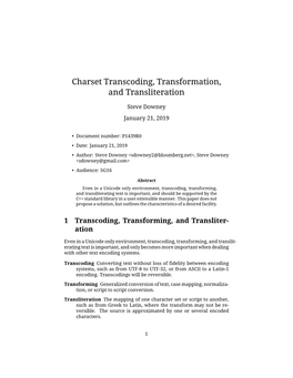 Charset Transcoding, Transformation, and Transliteration