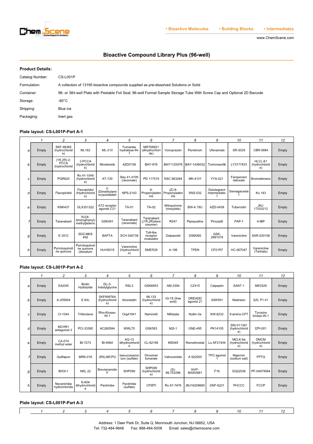 Bioactive Compound Library Plus (96-Well)