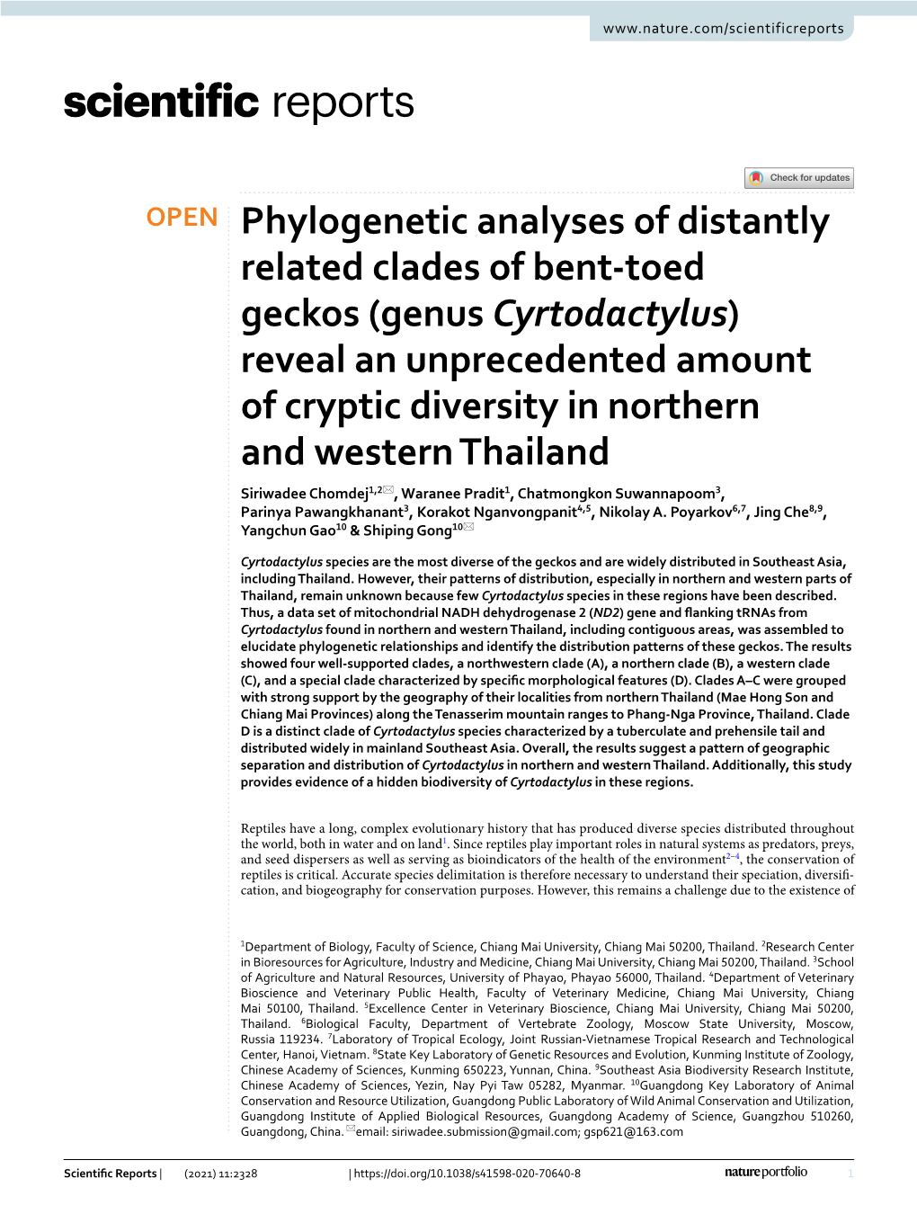 Phylogenetic Analyses of Distantly Related Clades of Bent-Toed Geckos