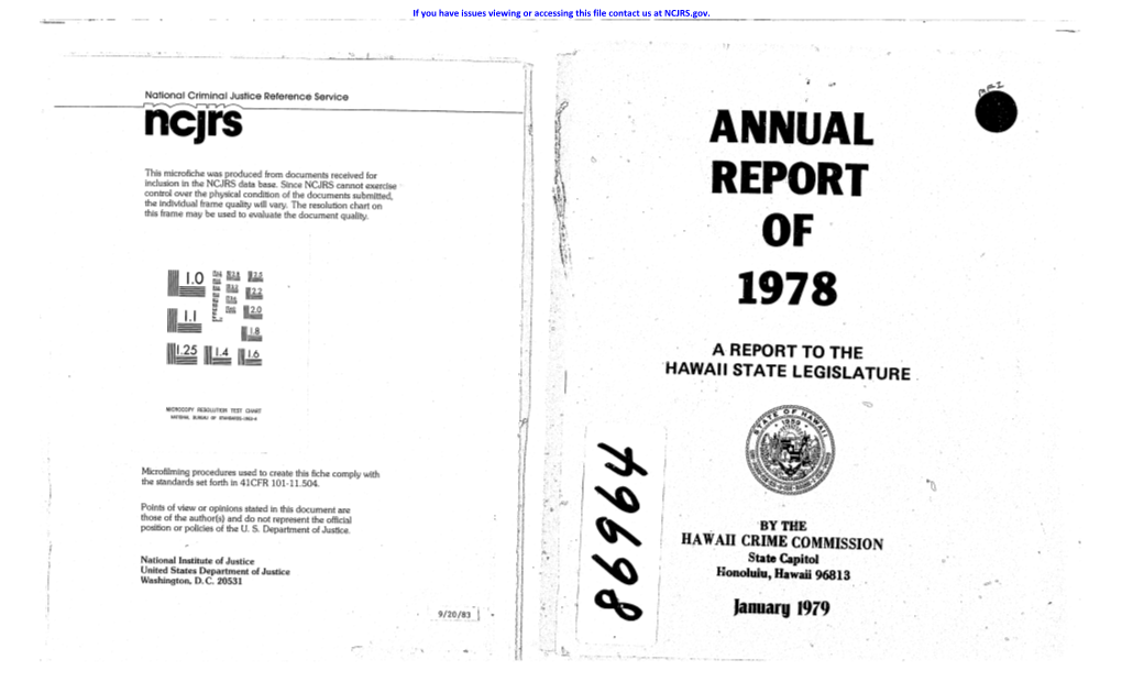 HAWAII CRIME COMMISSION National Institute of Justice State Capitol United States Department of Justice Honoluiu, Washington, D