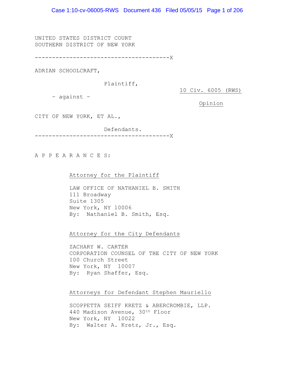 Case 1:10-Cv-06005-RWS Document 436 Filed 05/05/15 Page 1 of 206